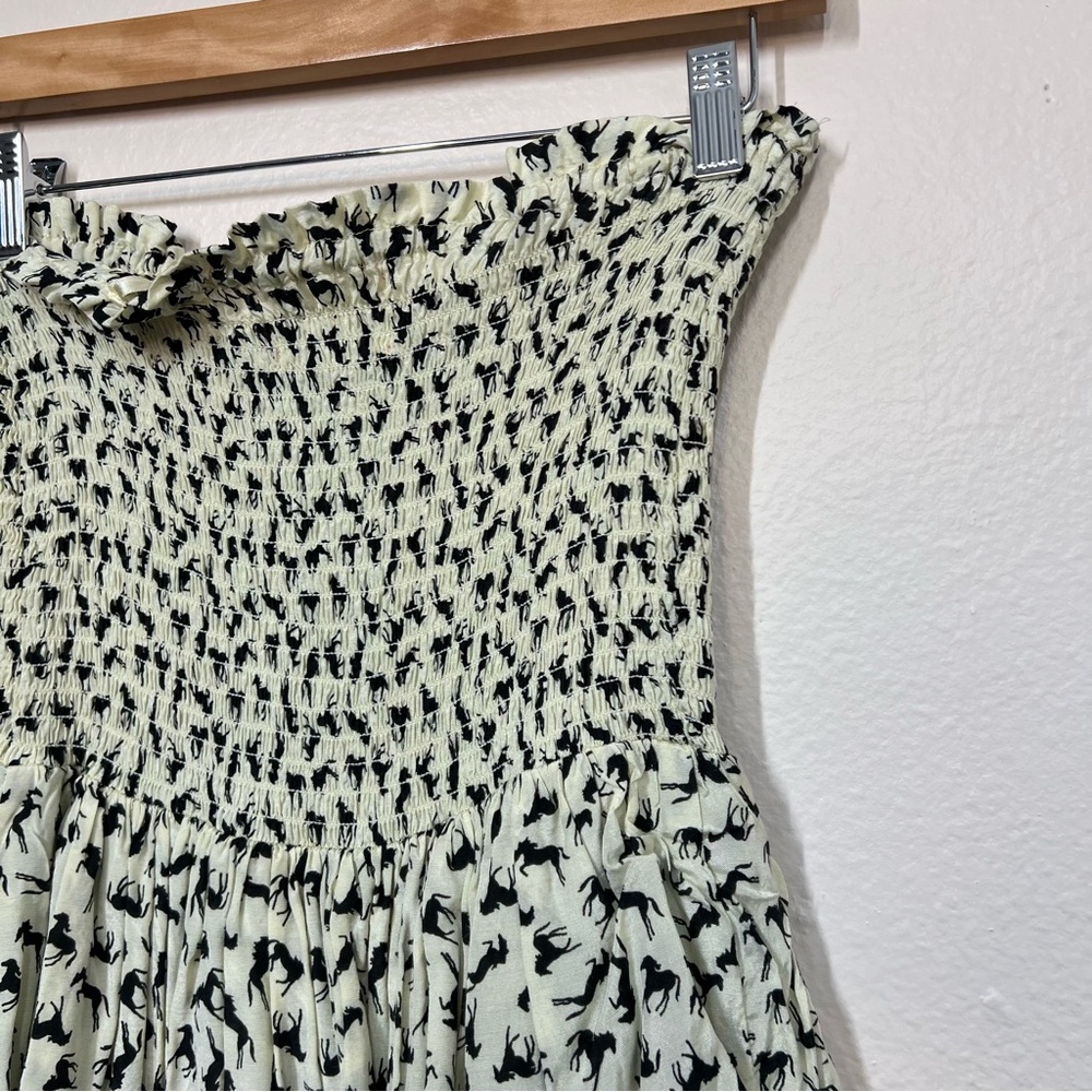 Dolls Kill Dolls Point Cream Horse Print Smocked Layered Mini Dress - Picture 7 of 11